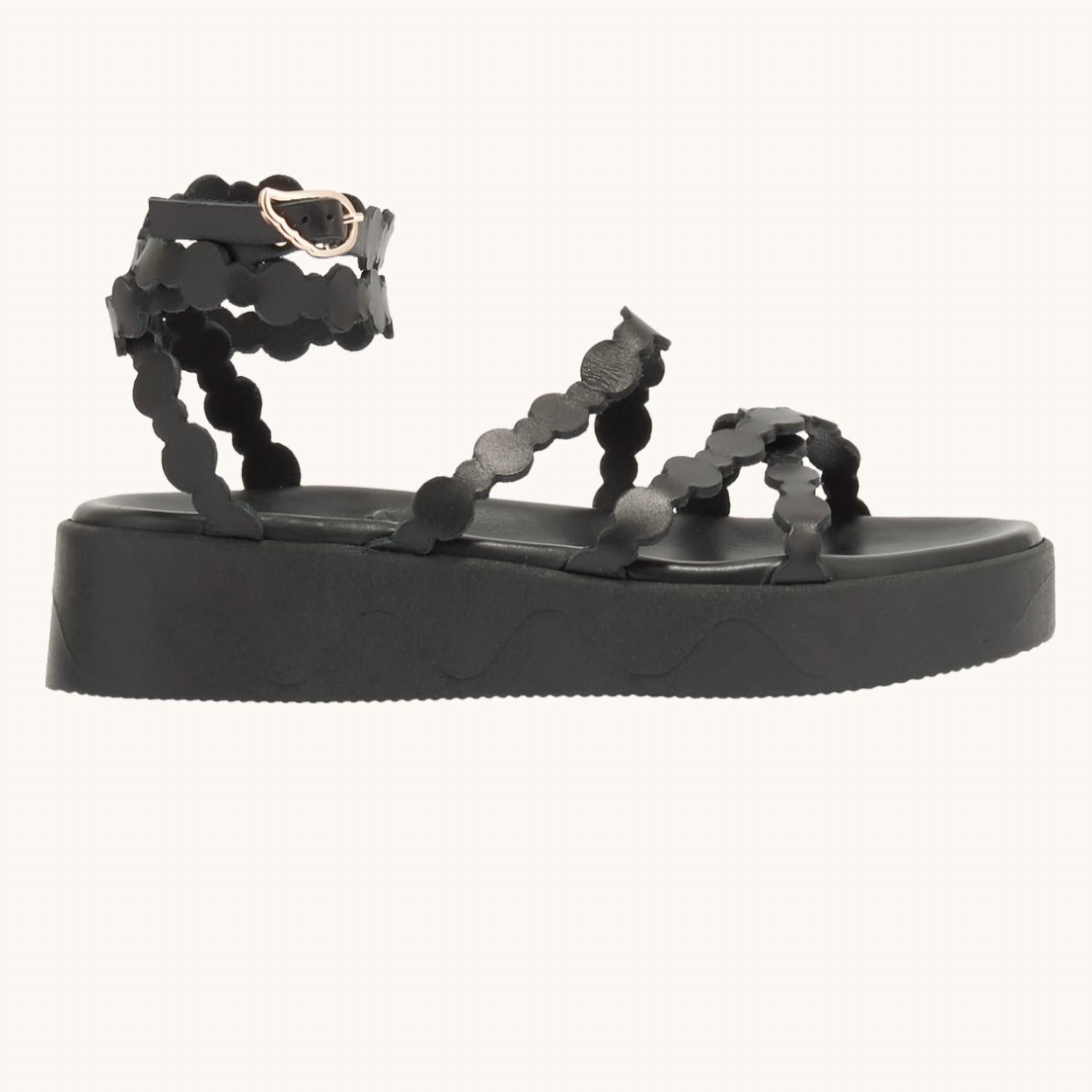 Женские сандалии Aspis в черном цвете Ancient Greek Sandals — фото 2