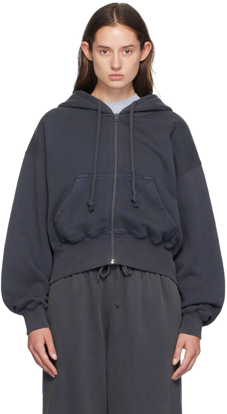 

Толстовка с капюшоном на молнии темно-синего цвета Acne Studios