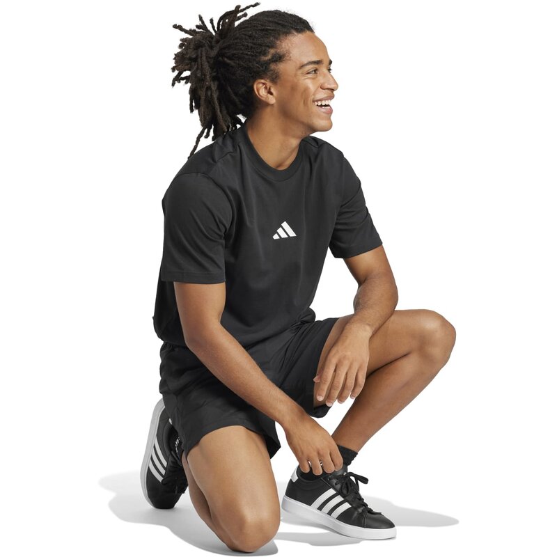 Футболка Essentials с маленьким логотипом, одинарный джерси Adidas, черный — фото 4