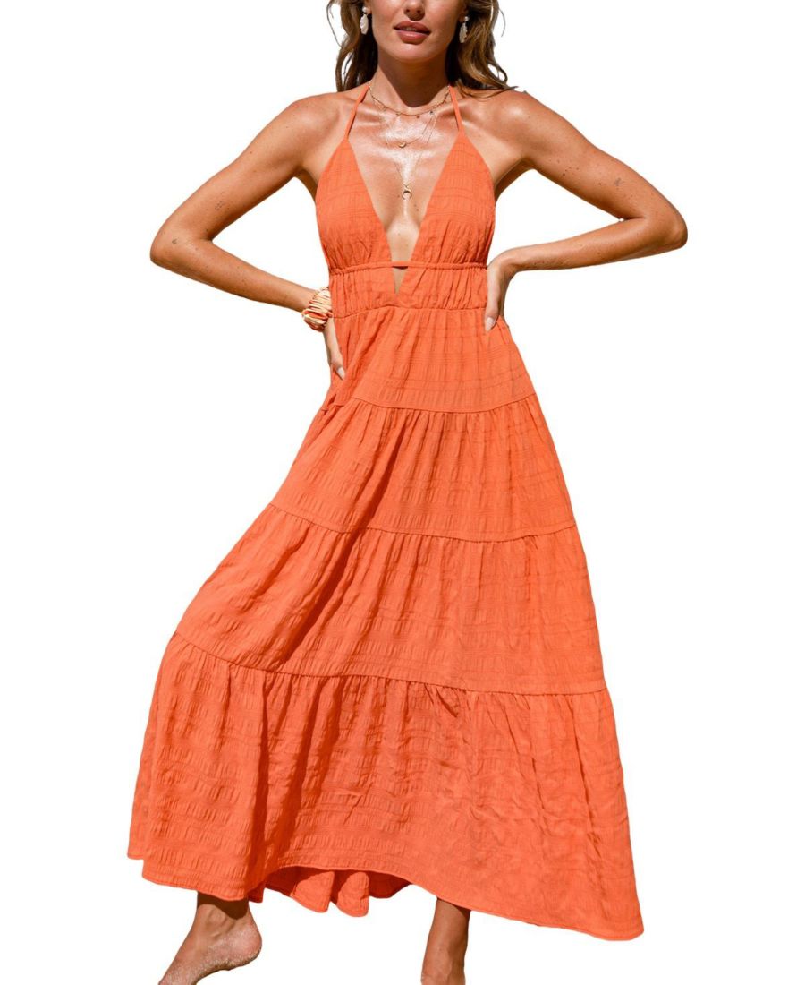 

Женское пляжное платье макси цвета ржавчина и розы оранжевого цвета Cupshe, Orange