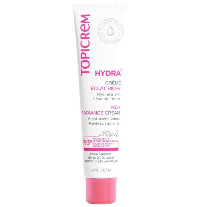 

Topicrem, Hydra+ Rich Ultra-Moisturizing Radiance Cream, Ультраувлажняющий осветляющий крем для лица, 40 мл