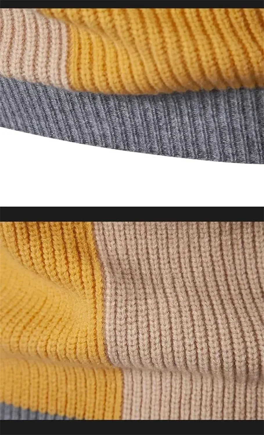 Мужской осенне-зимний свитер с воротником-стойкой, утепленный, slim fit — фото 4