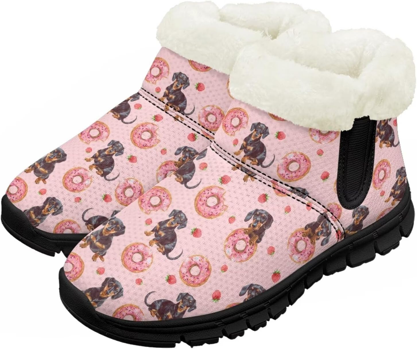 

Снежные ботинки для малышей, мальчиков и девочек, зимние теплые ботинки, низкие туфли, искусственный мех, для холодной погоды, на улице Chririnla, Donut Dachshund