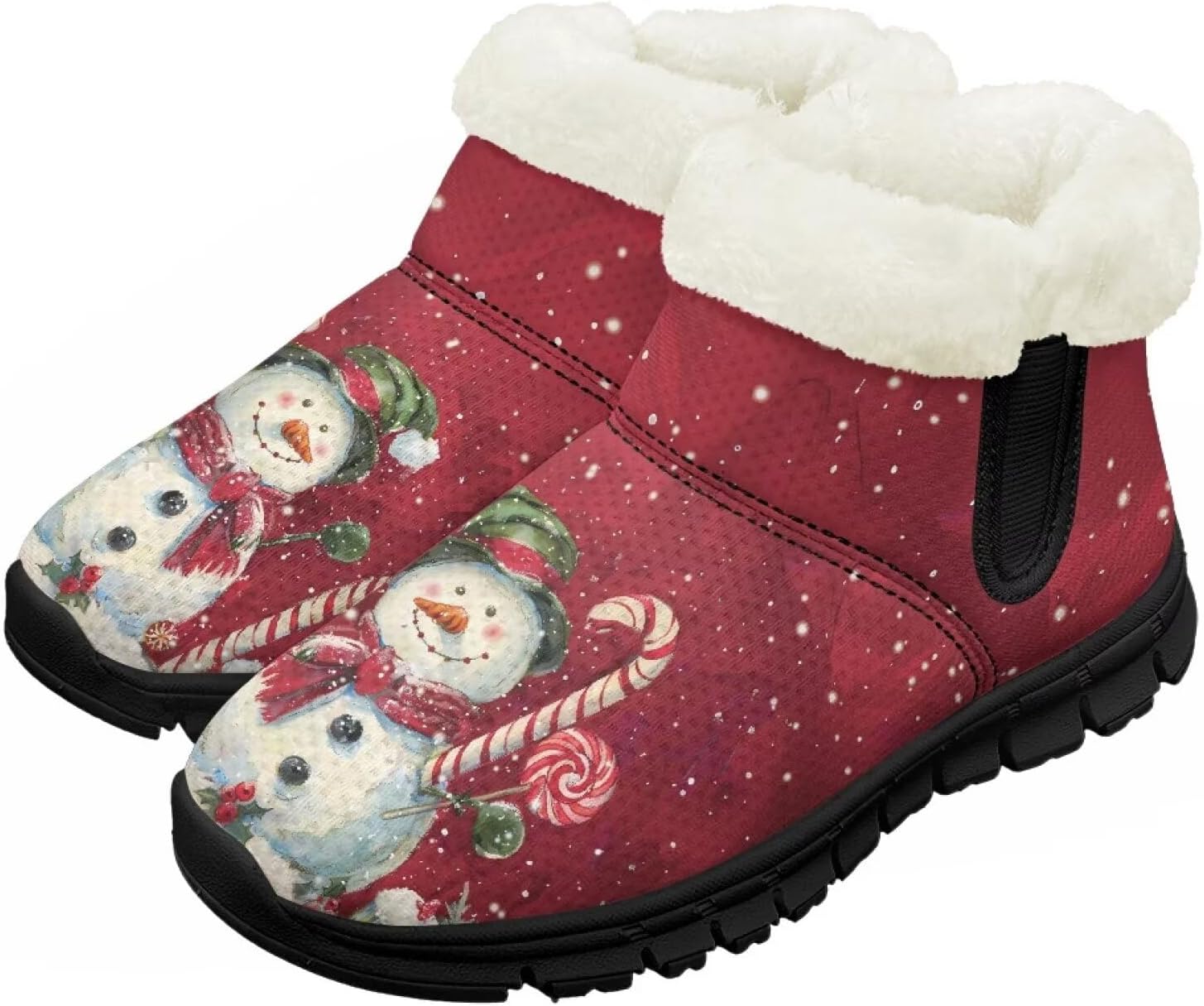 

Детские зимние сапоги теплые водонепроницаемые снежные сапожки с меховой подкладкой для мальчиков и девочек, малыш/маленький ребенок/старший ребенок Pzuqiu, Christmas Snowman