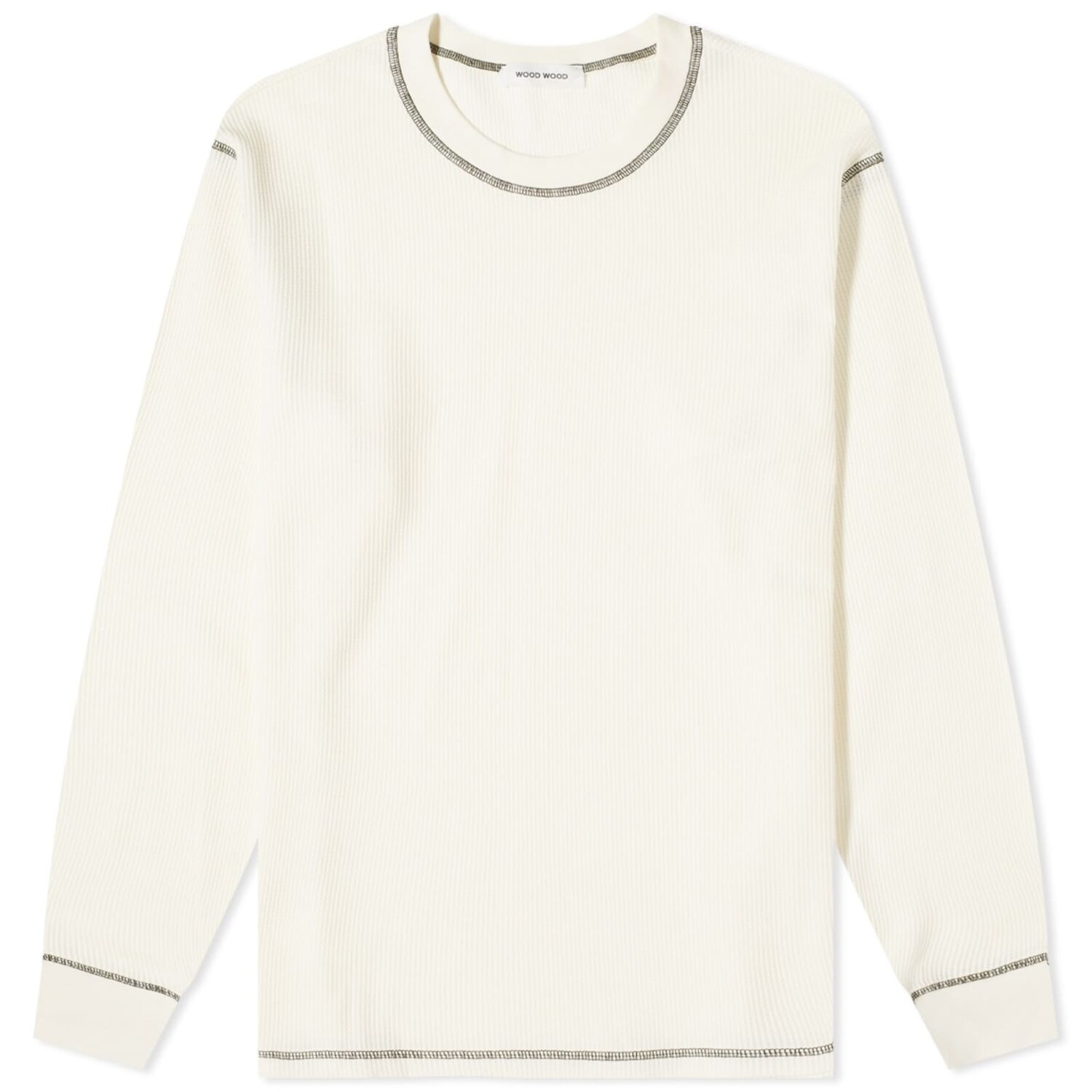 

Футболка Wood Wood Emil Waffle Long Sleeve, цвет Off-White
