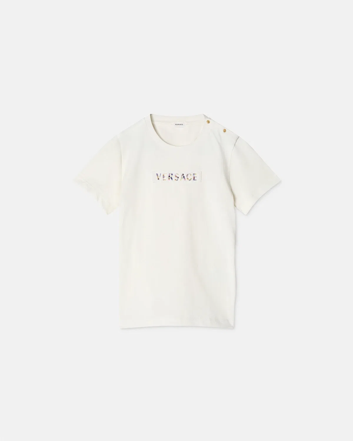 Детская футболка из хлопкового джерси с вышитым логотипом Versace, белый