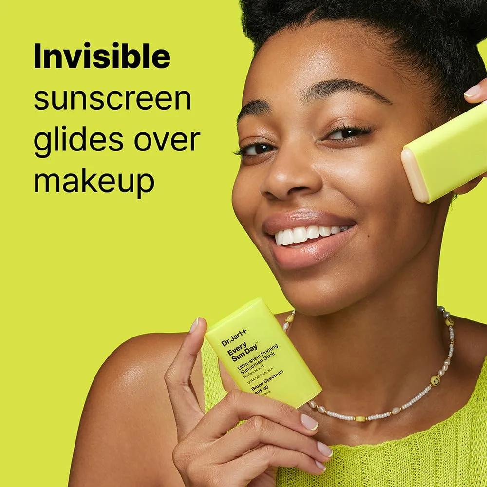 Dr.Jart+ Every Sun Day Невидимый корейский солнцезащитный стик-праймер SPF 40 с гиалуроновой кислотой | Легко наносится поверх макияжа | Корейский уход за кожей | Дорожный размер, 0,67 унции, Clear — фото 4