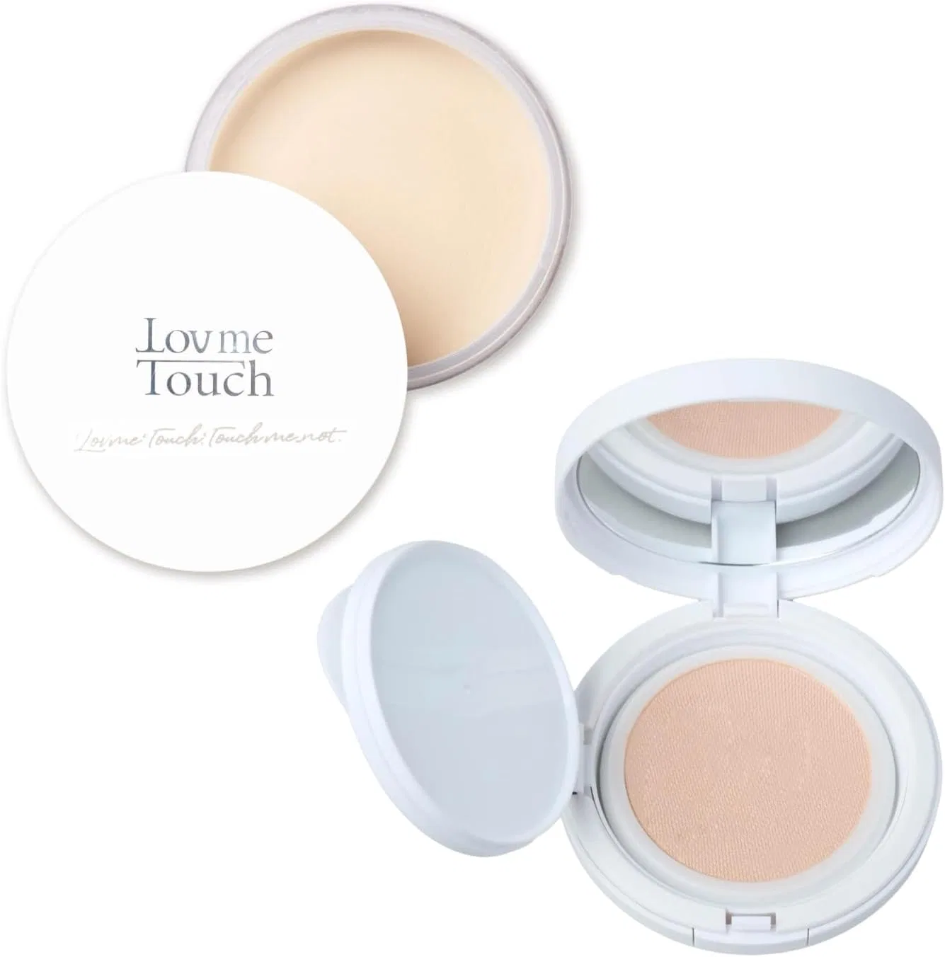 Пудра для лица Ultra Light Diffusing UV Powder Moisturizing Gloss и тональный крем Mesh Cream Foundation N00 (Bright) Love Me Touch, набор 2 предмета