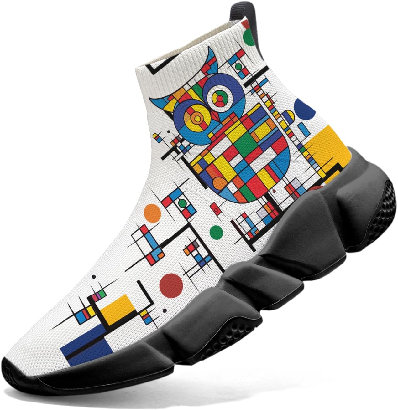 

Мужские носочные кроссовки Hetios в стиле Мондриан, трикотажные слипоны, спортивно-повседневные, расписанные граффити, Mondrian_25