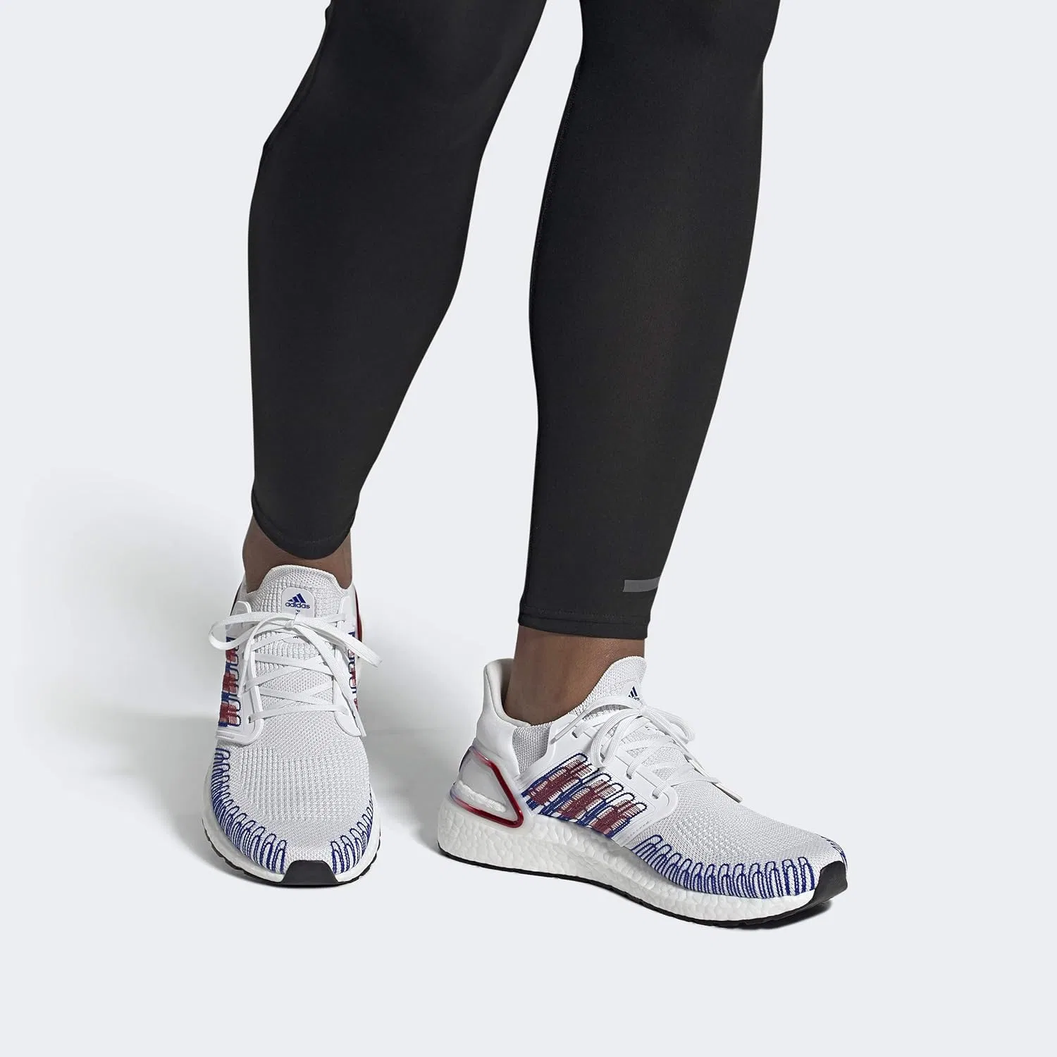 Мужские беговые кроссовки Adidas Ultraboost 20, 2-White Scarlet Team Royal Blue — фото 4