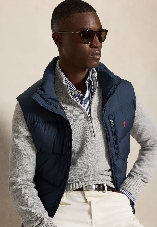 Свитер с четверть-застежкой и воротником-стойкой Polo Ralph Lauren, цвет андовер хизер — фото 4