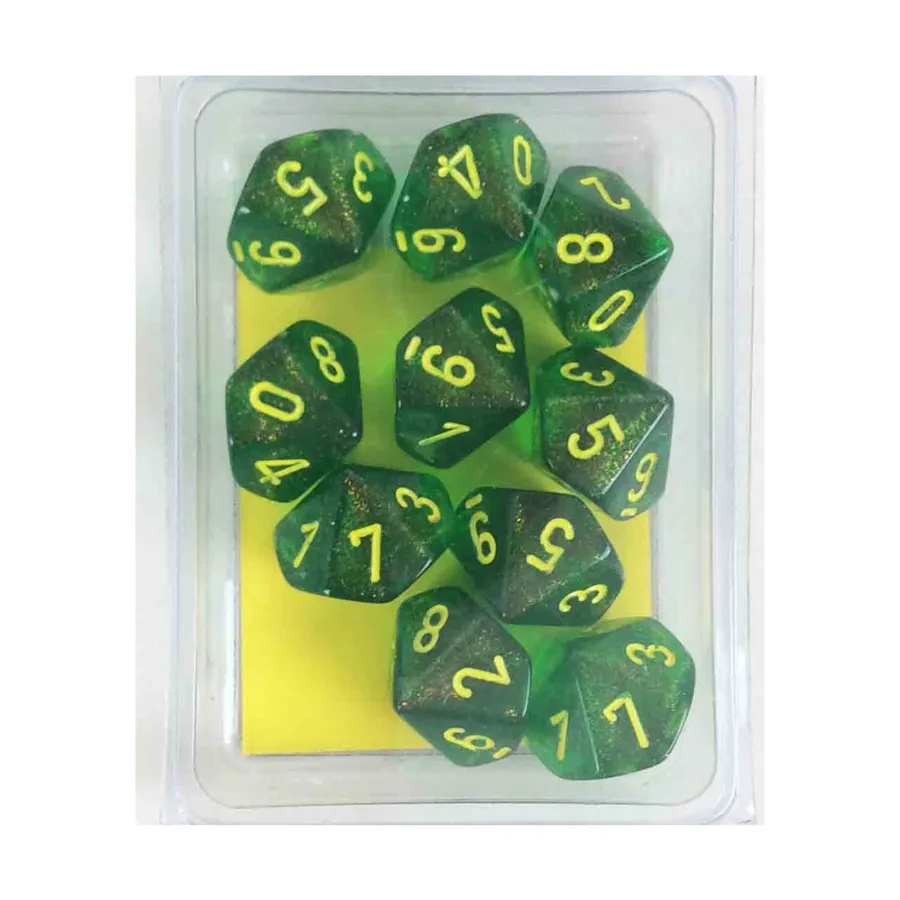 

d10 Кленовый зеленый с желтым (10), Dice - Borealis - d10 (Chessex)