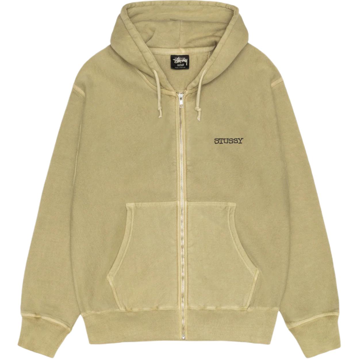 

Джерси худи с молнией пигментного крашения Stussy, желтый