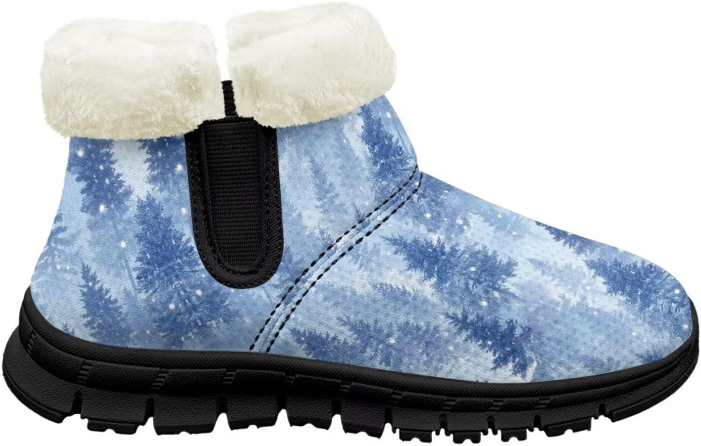 

Ботинки на щиколотке для девочек с меховой подкладкой, теплые зимние нескользящие ботинки для вечеринок и праздников Pointodoor, Xmas Blue Tree