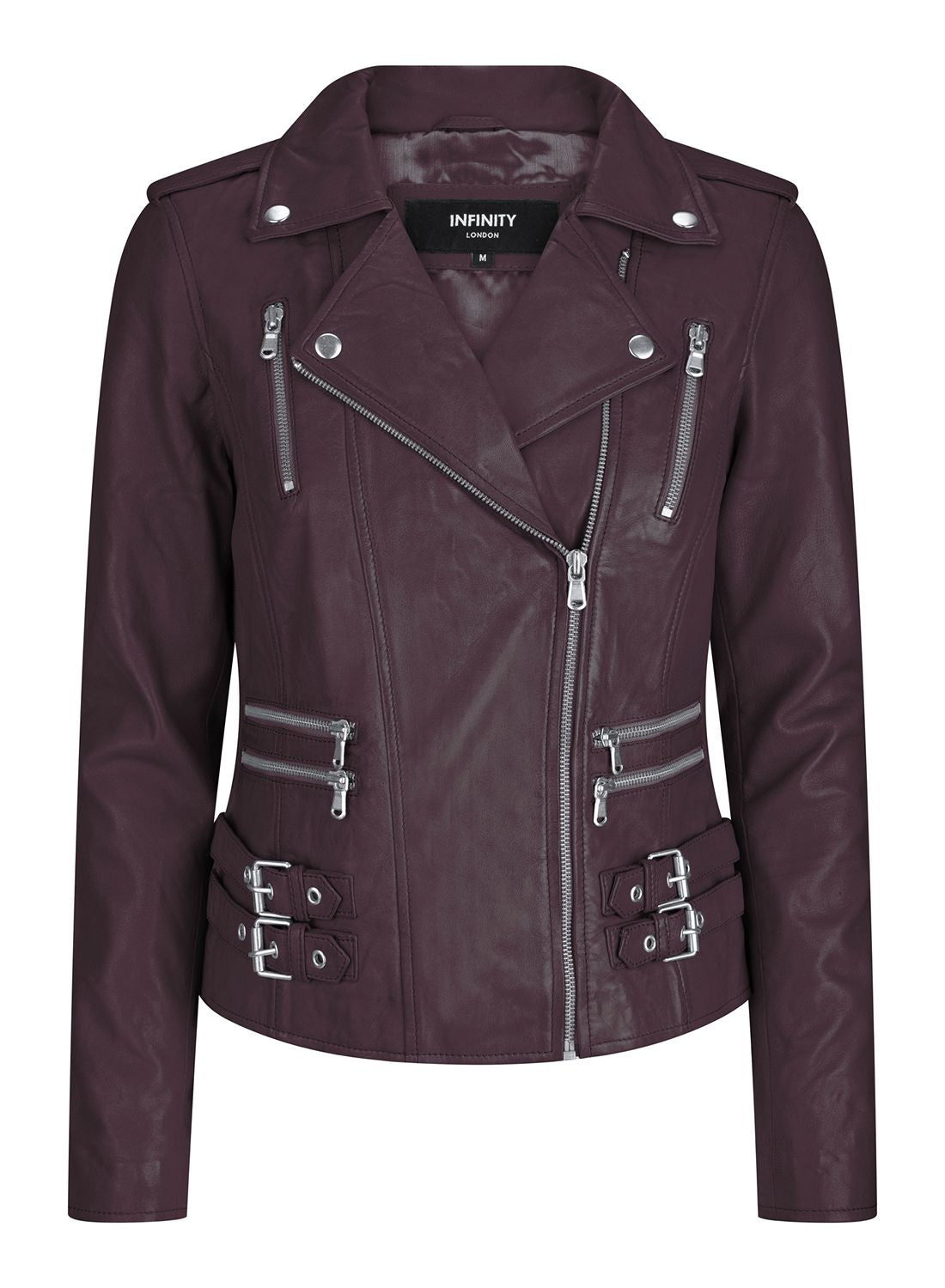 

Кожаная гоночная байкерская куртка TruClothing, цвет burgundy