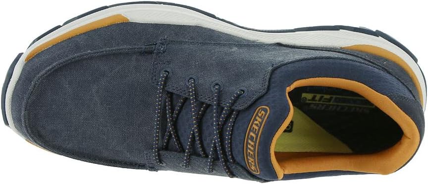 Мужские слипоны Skechers Respected - Loleto с эластичными шнурками и мыском-мокасином, темно-синий — фото 3