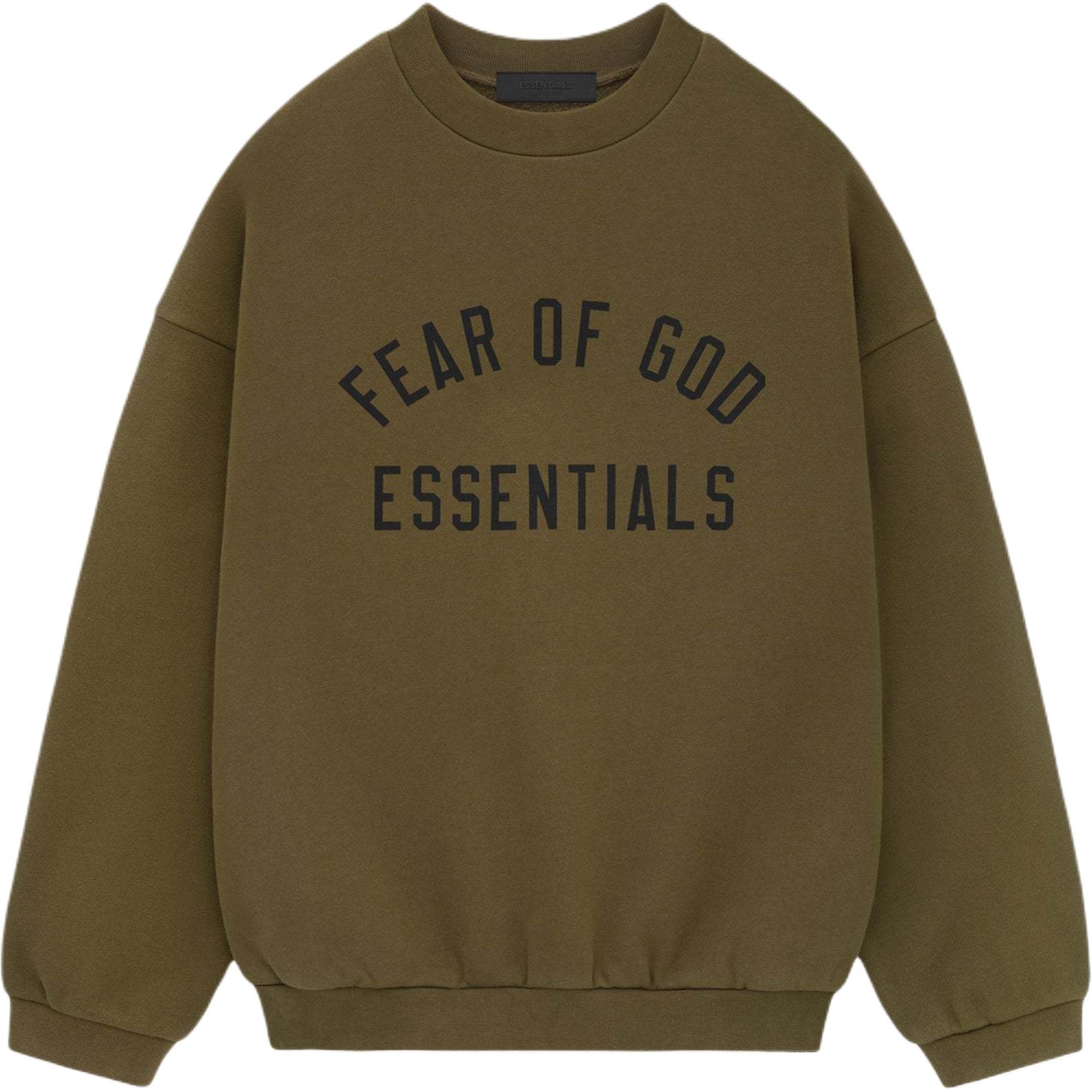 

Флисовый свитер с круглым вырезом Fear Of God Essentials, оливково-зеленый/оливковый