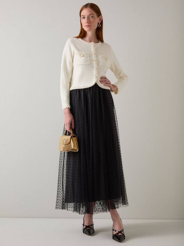 

Короткая куртка Norah из шерстяной смеси с отделкой Trim L.K.Bennett, Cream