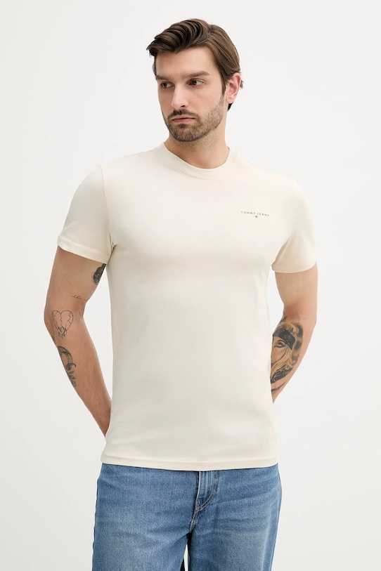 

Хлопковая футболка Tommy Jeans, бежевый