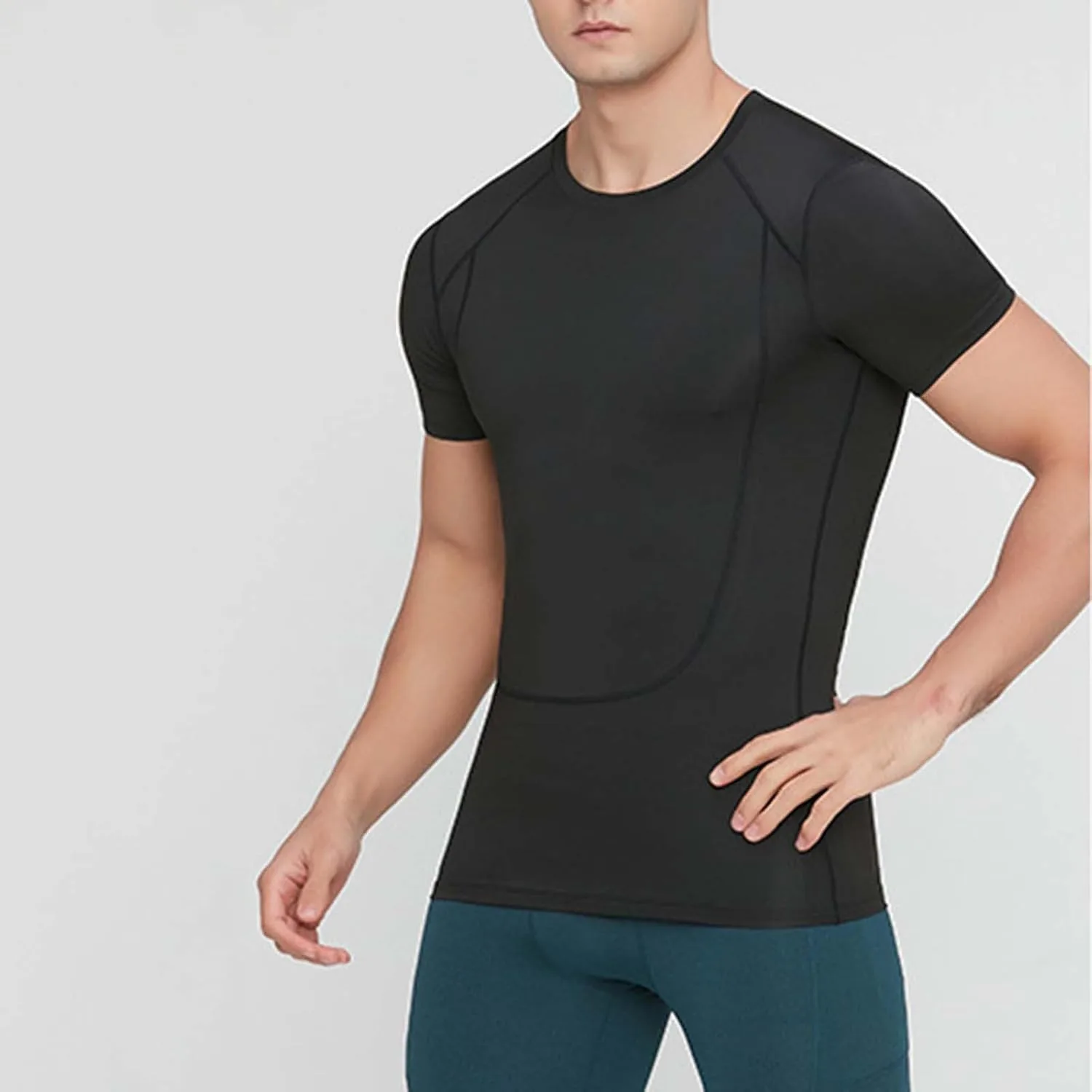 Мужская футболка Quick Dry Stretch Slim Fit для тренировок — фото 2
