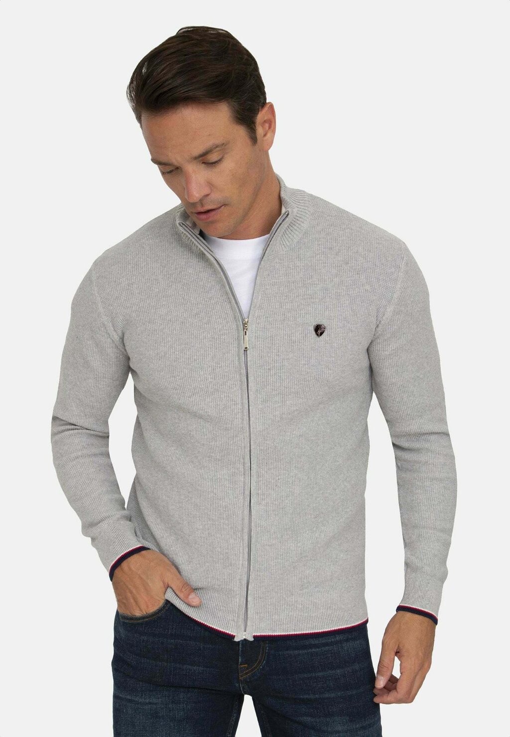 

Толстовка на молнии Textured Full Jacey Quinn, цвет grey melange