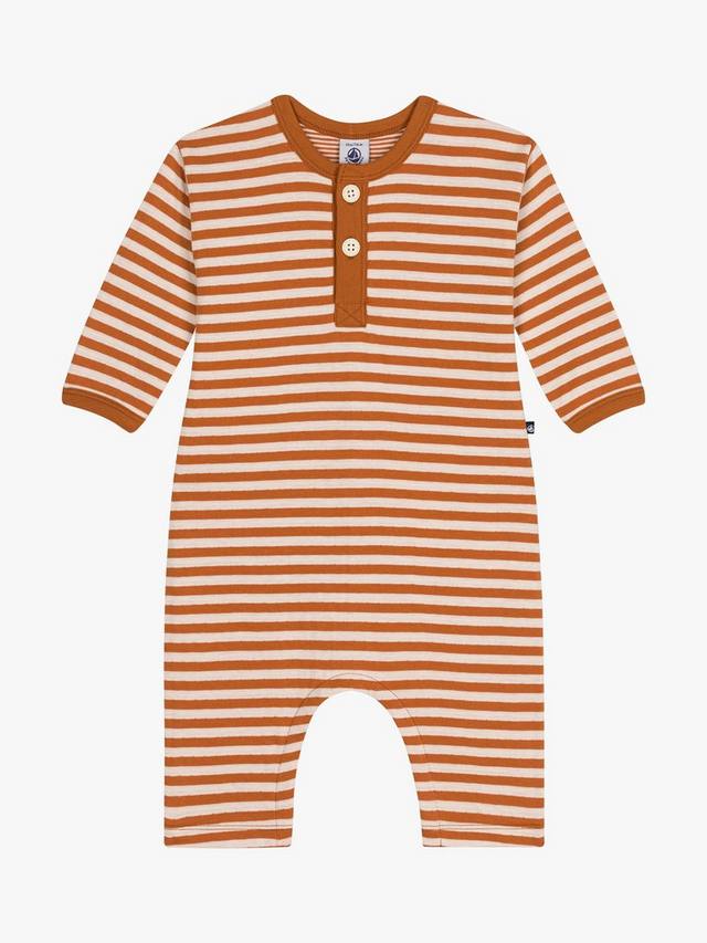 

Детское трикотажное боди в полоску с длинной трубкой Petit Bateau, цвет Ecureuil/Avalanche