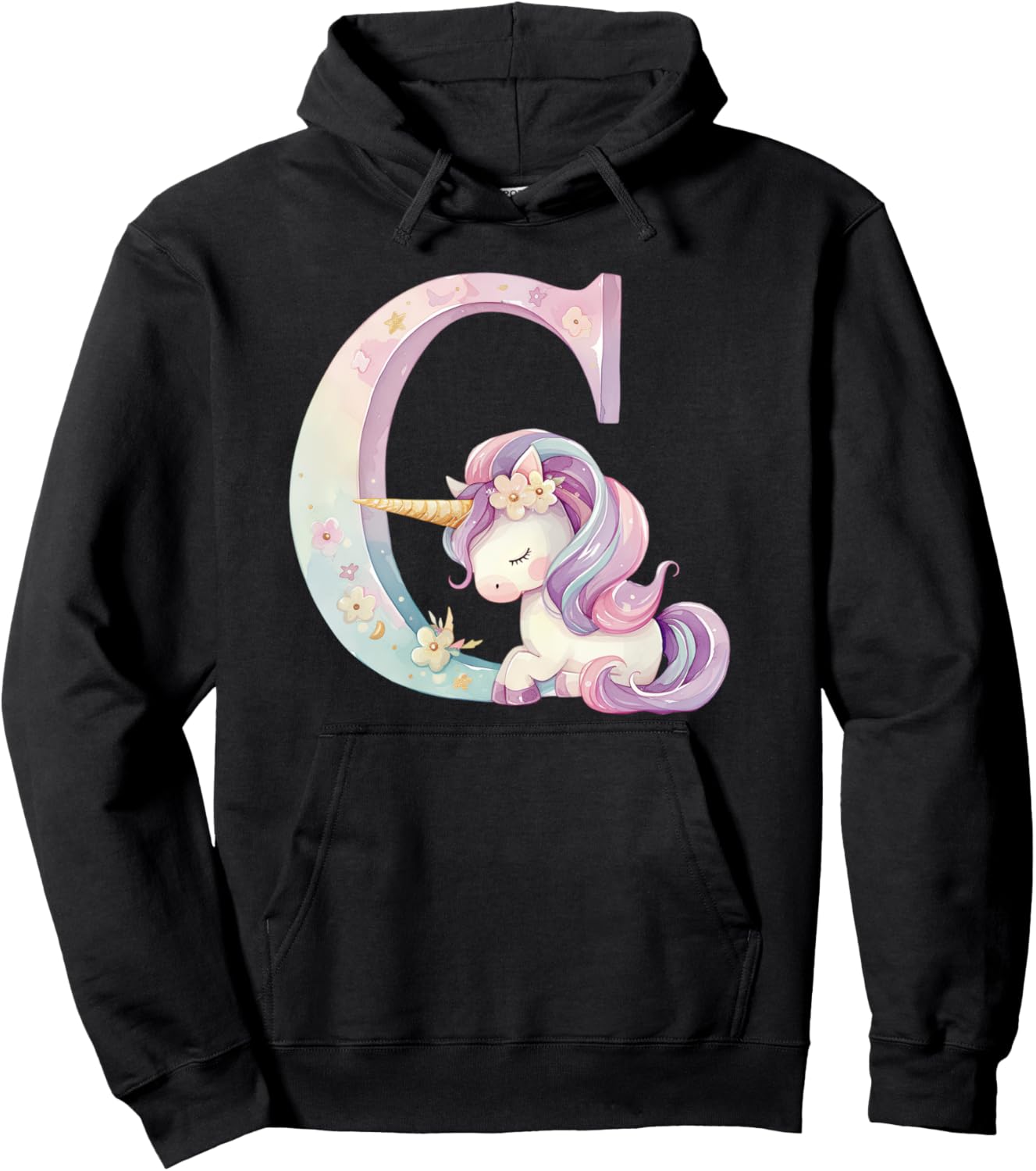 

Худи с монограммой C, начинающейся с буквы C, с единорогом, в стиле праздничного наряда Unicorn Alphabet Tees Nyc, черный