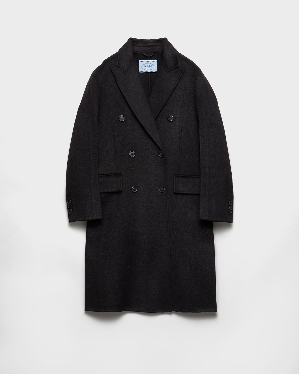 

Двубортное пальто из двойного кашвула Prada, черный