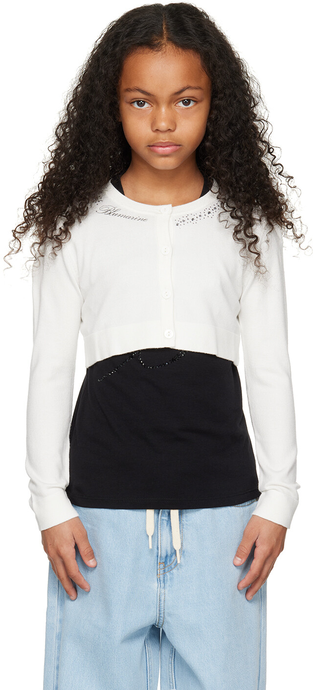 

Детский белый кардиган Maglia Aperta Miss Blumarine