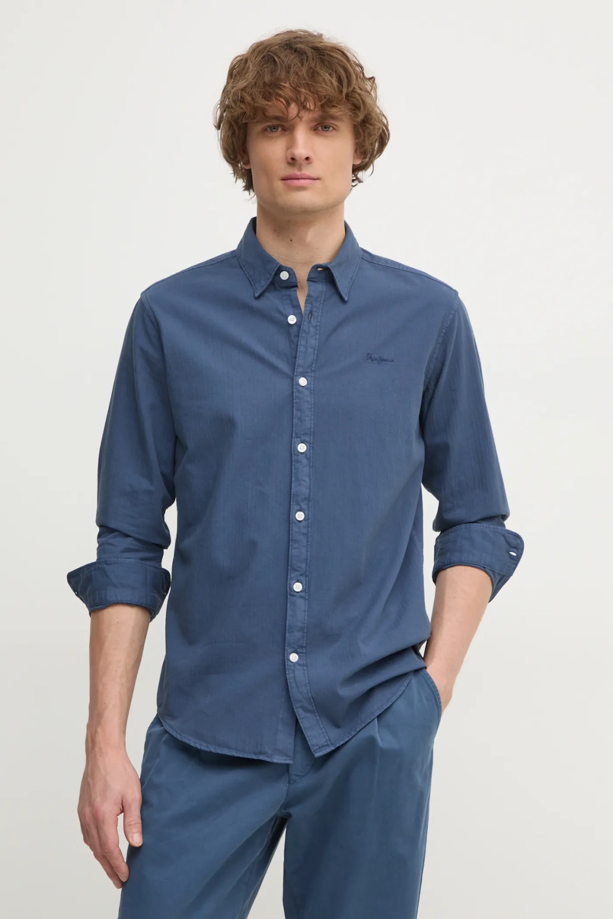 

Хлопковая рубашка Pepe Jeans, синий