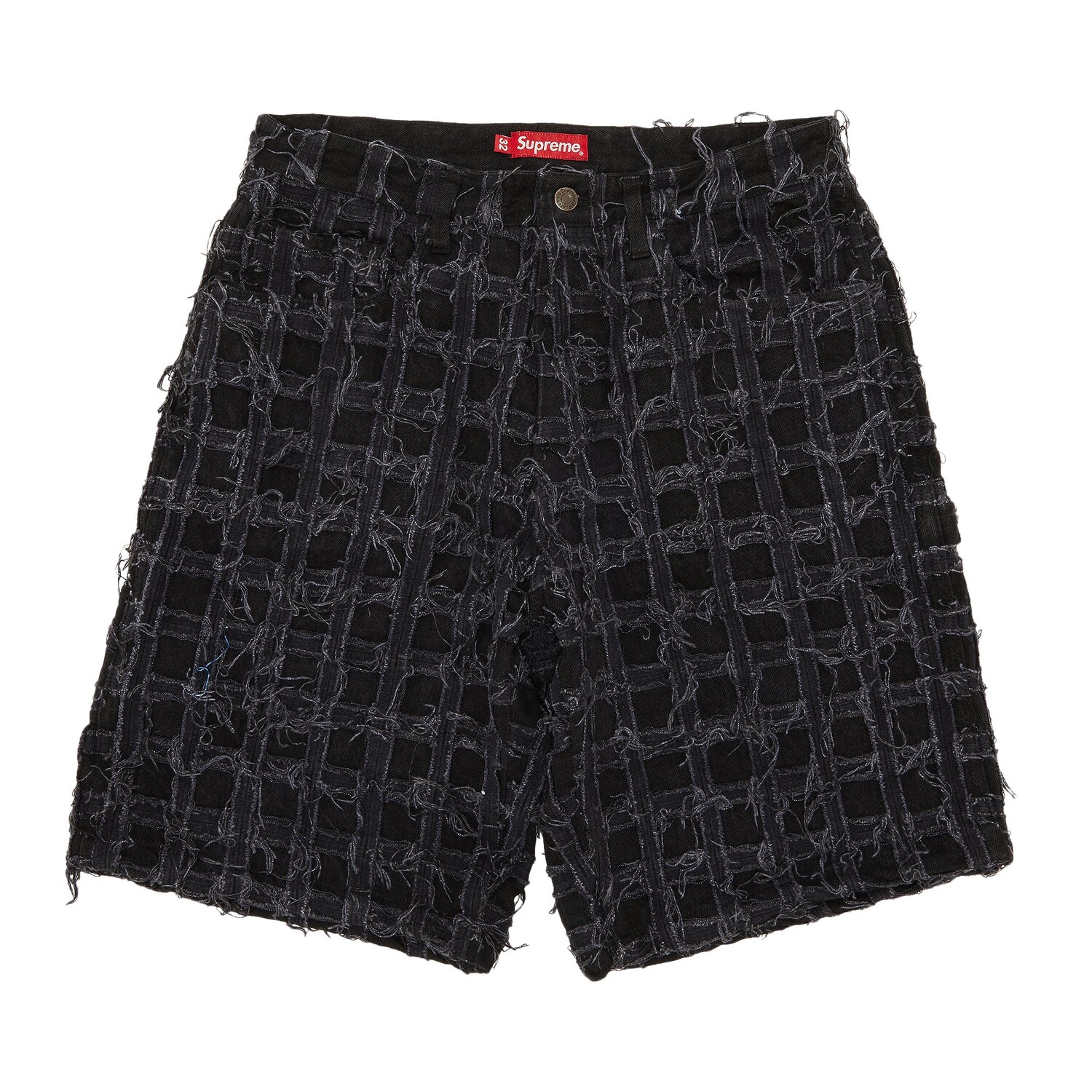 

Мешковатые джинсовые шорты Supreme с потертостями в стиле пэчворк, цвет Washed Black