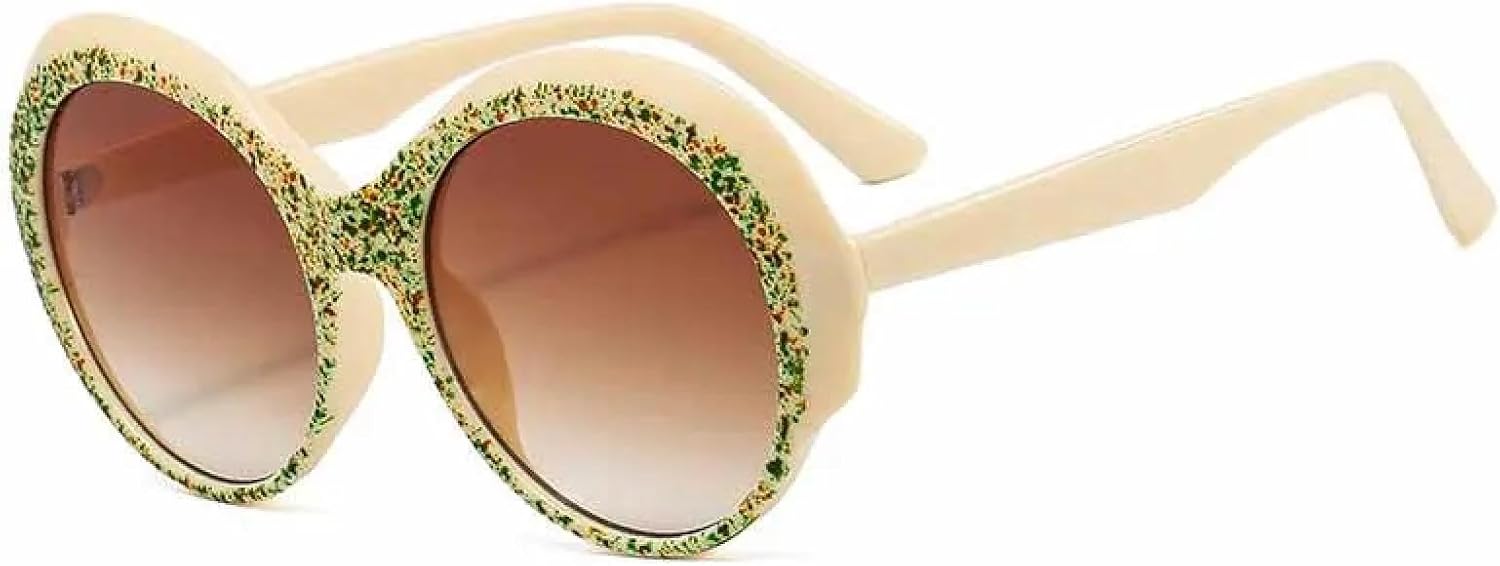 

Винтажные круглые солнцезащитные очки в стиле панк с крупной оправой для женщин, модные, роскошные, для активного отдыха, путешествий и вождения, с защитой от УФ-излучения UV400 TKKTLLT, Beige Tea