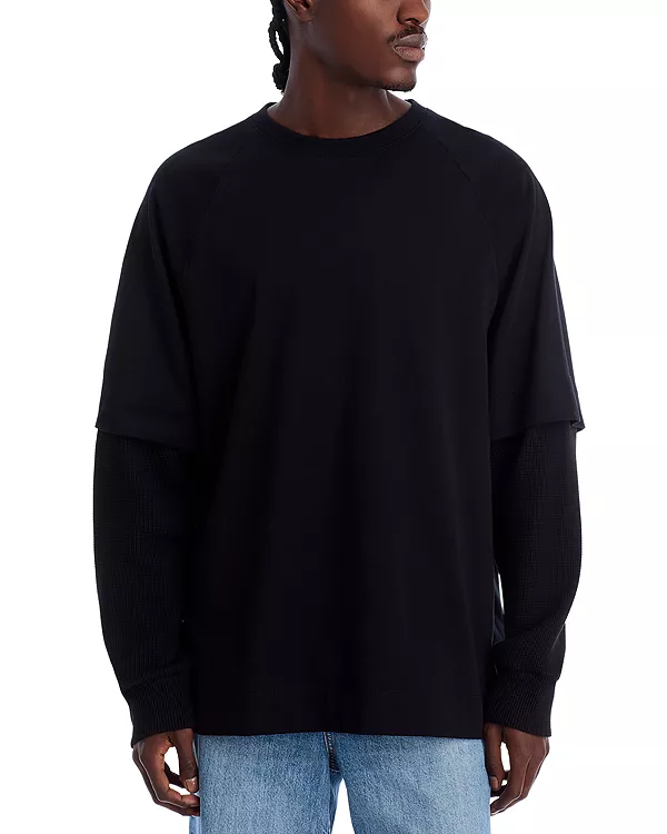 

Футболка с двухслойной вафельной текстурой Helmut Lang, черный