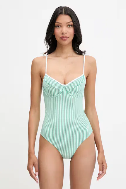 Купальник слитный с полосками SUMMER Tommy Hilfiger, зеленый