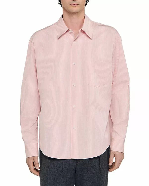 

Свободная полосатая рубашка на пуговицах Sandro, розовый