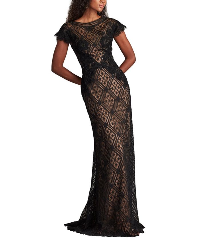 

Женское платье Jasi с вышивкой и эффектом иллюзии Tadashi Shoji, черный