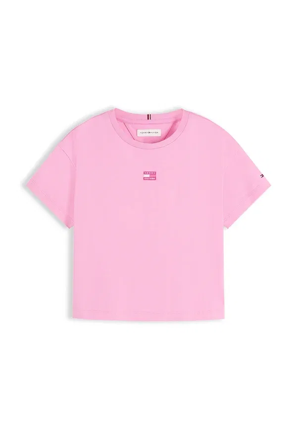 Футболка Tommy Hilfiger Tonal flag basic t-shirt, розовая маргаритка — фото 4