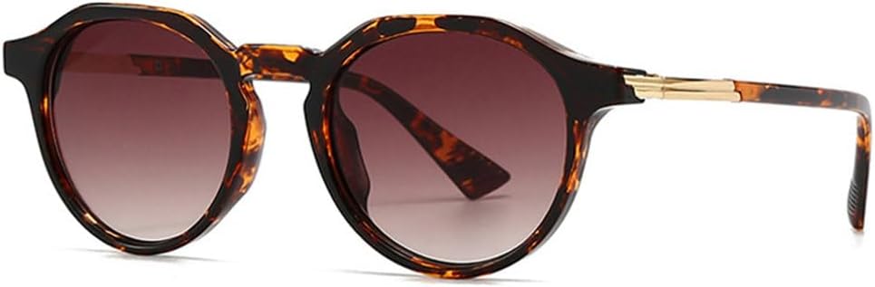 

Круглые солнцезащитные очки 2027 года для женщин с градиентным покрытием, защита от УФ-излучения UV400, ретро-очки для мужчин, модные панк-очки MTZJH, Leopard Tea Gradient