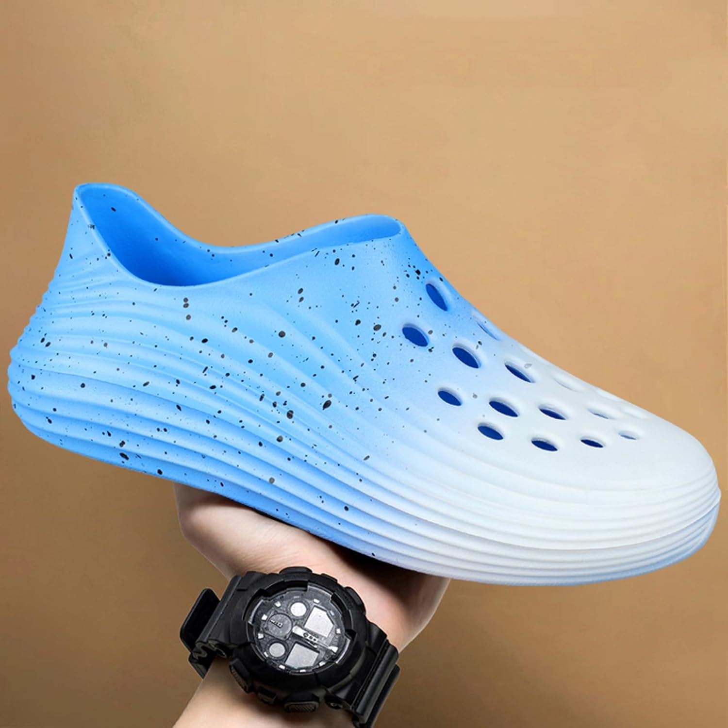 Мужские слипоны из пены с вырезами, стиль Foam Runner, легкие, прочные, из материала EVA, дышащие, мягкие пляжные сандалии с вентиляцией для мужчин Inkuil, белый/черный — фото 2