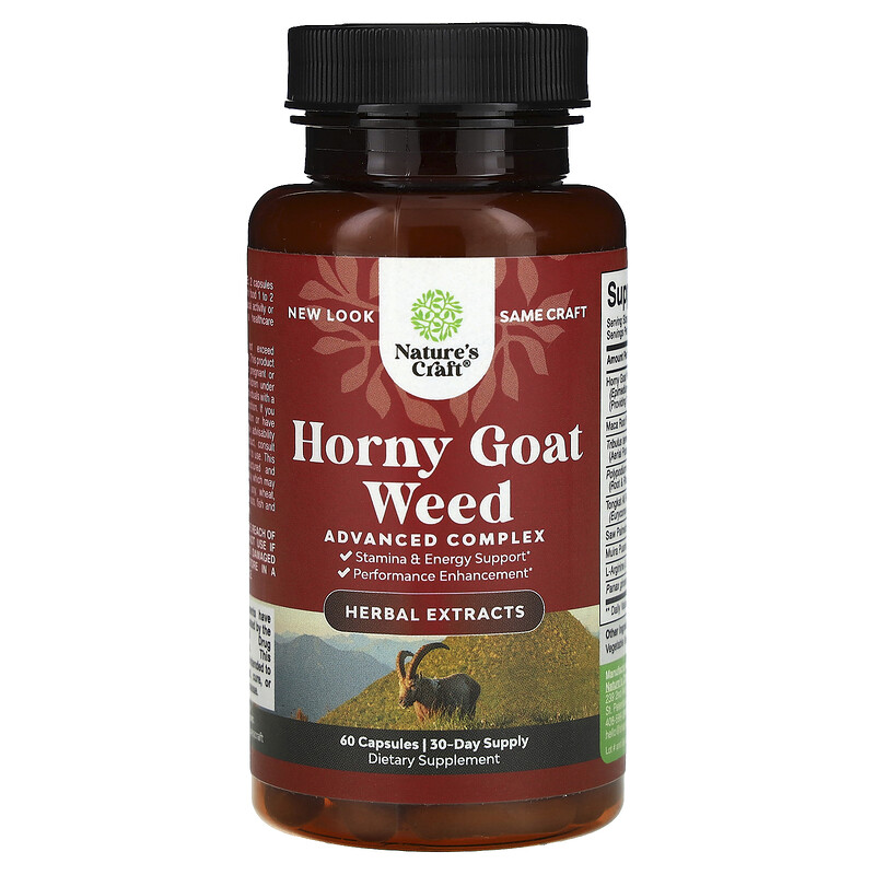 

Nature's Craft, Horny Goat Weed, улучшенный комплекс, 60 капсул