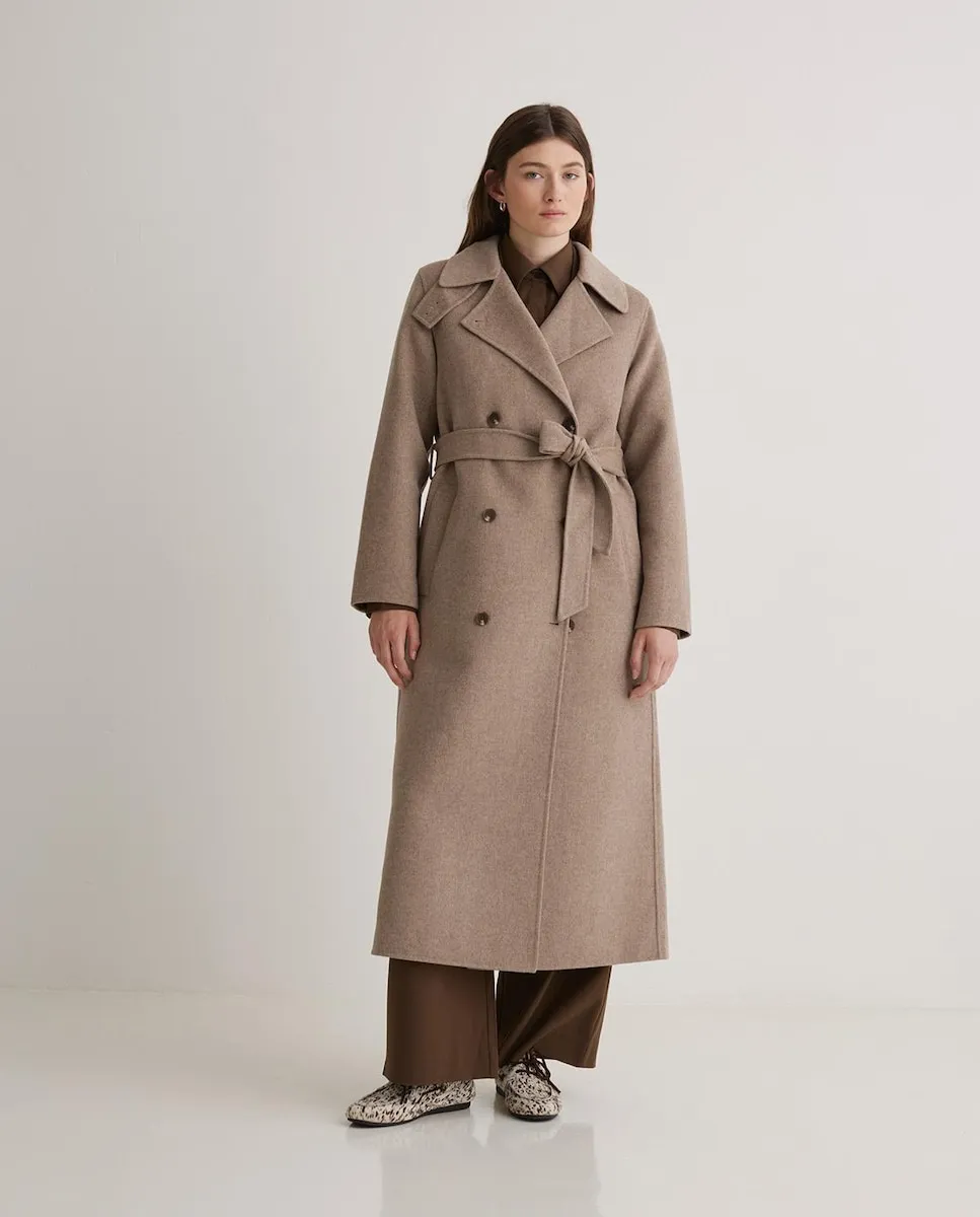 

Женское пальто с застежкой на пуговицы и поясом-лентой Yerse, коричневый