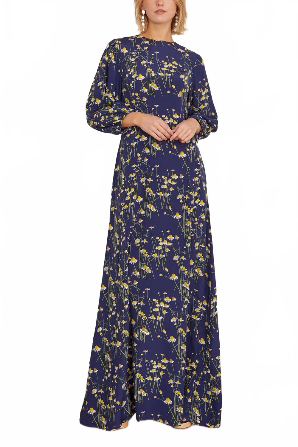 

Roxette Платье макси из шелкового крепа с цветочным принтом Pencil Daisies Bernadette, Pencil Daisies