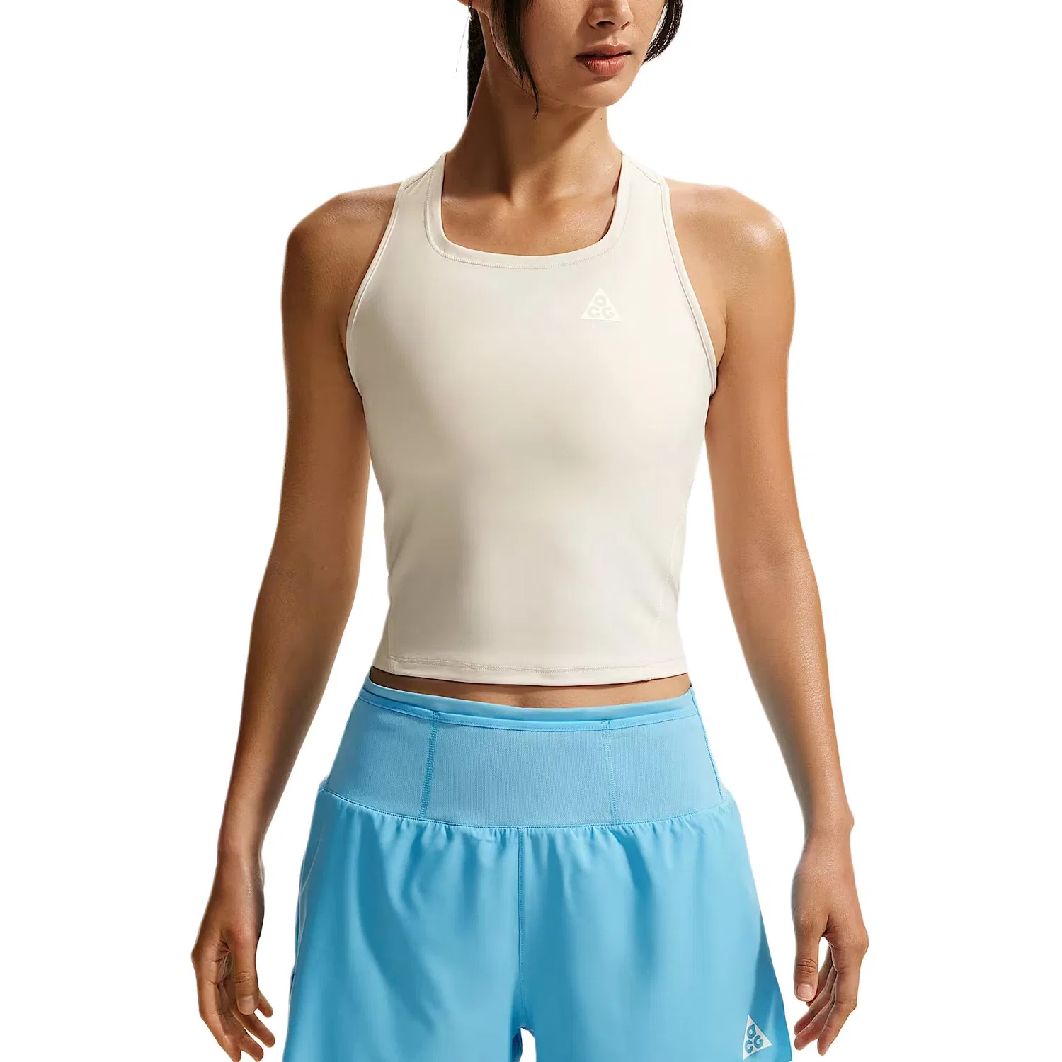 Женский топ для бега Dri Fit Nike, Phantom Gray White/Dust Photon/Mountain Peak White — фото 4