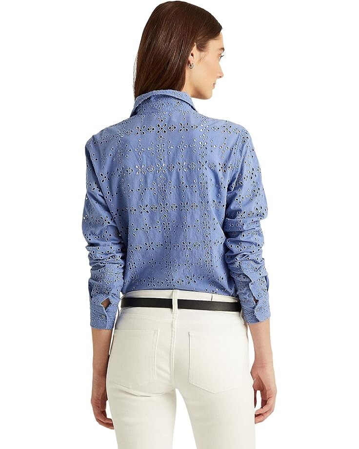

Рубашка LAUREN Ralph Lauren Eyelet Cotton Shirt, цвет Blue Loch