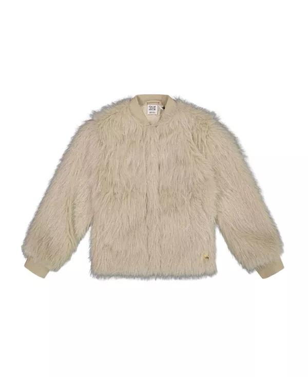 

Короткое детское пальто из искусственного меха для девочек. Deux Par Deux, бежевый