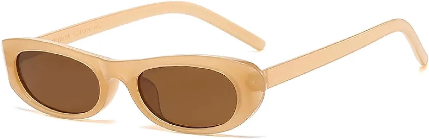 

Солнцезащитные очки в тонкой оправе для женщин и мужчин, сексуальные, конфетных цветов, в стиле хип-хоп, с защитой от УФ-излучения UV400 TVTBBVV, Brown-brown