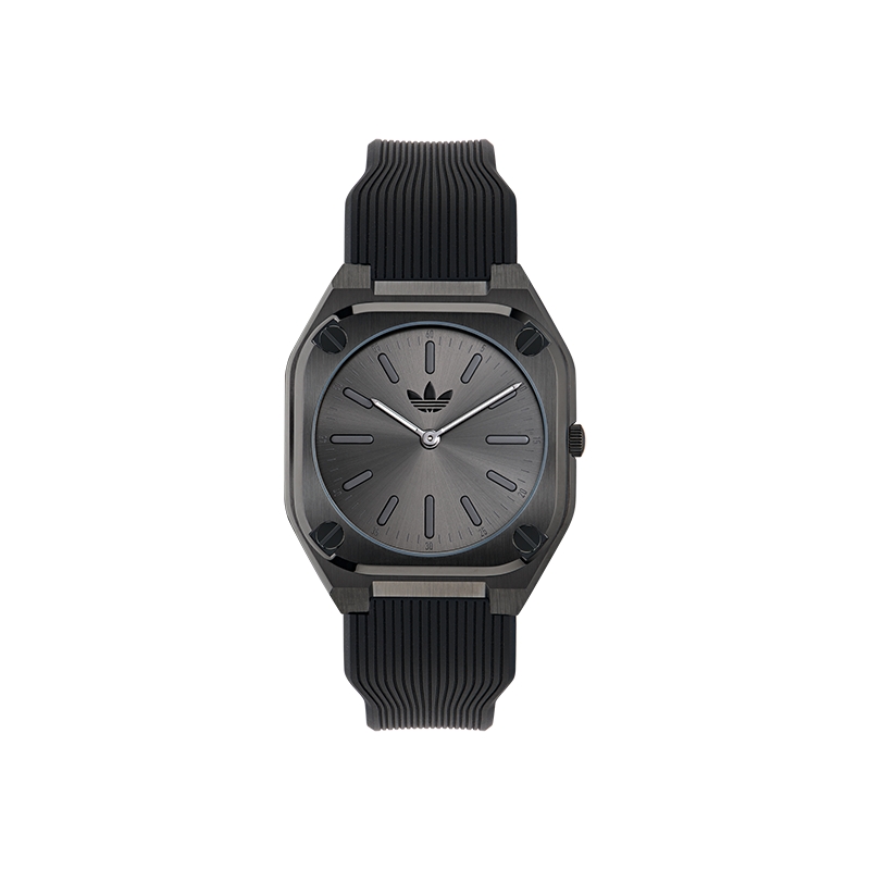 

Adidas Originals Часы Adidas CITY TECH THIN Collection Wrist Watch Quartz Movement Silicone Strap 39mm Gold Dial Unisex, Black