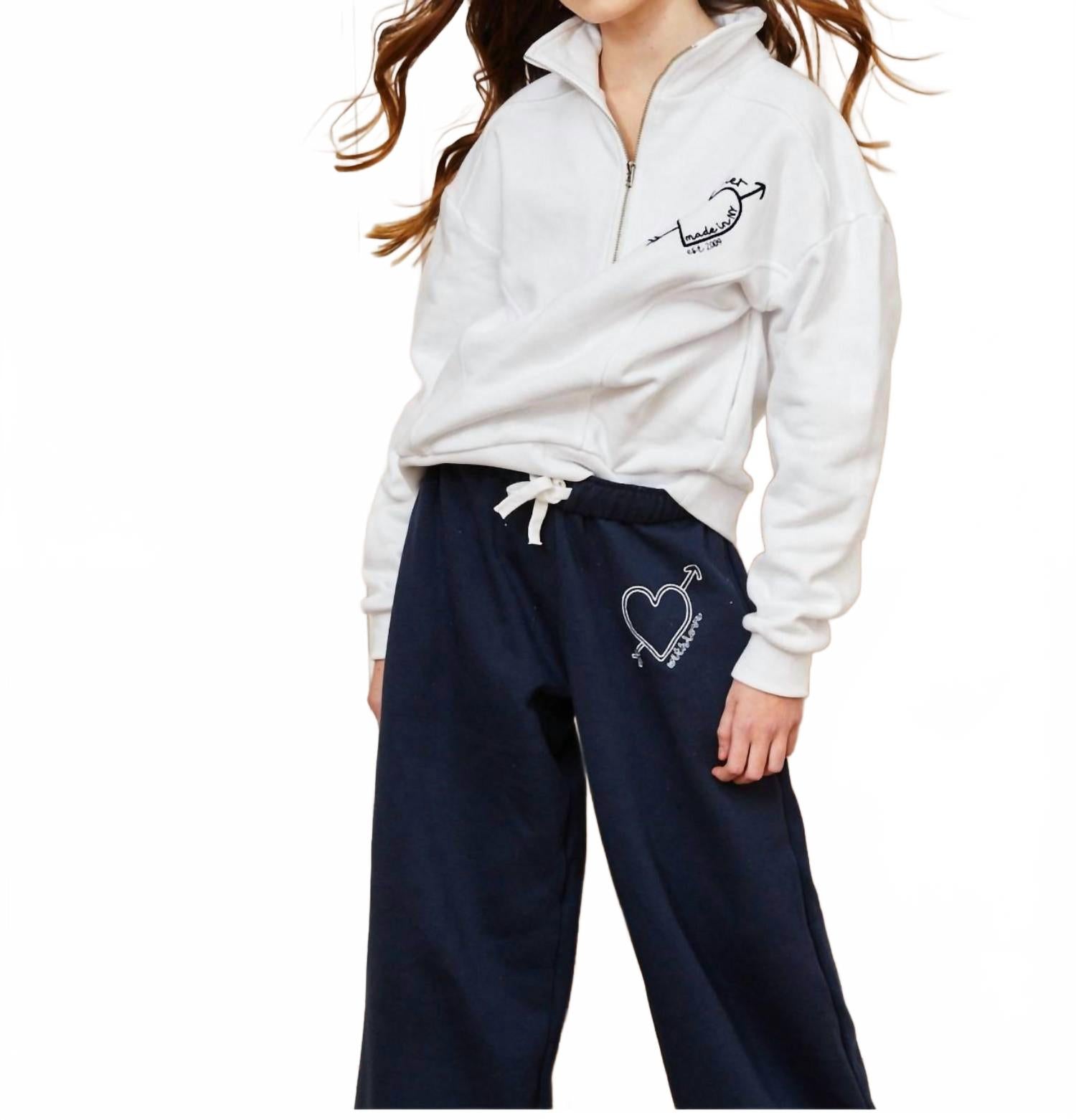THEME Детская толстовка Crosby Half Zip Atelier белого цвета — фото 3