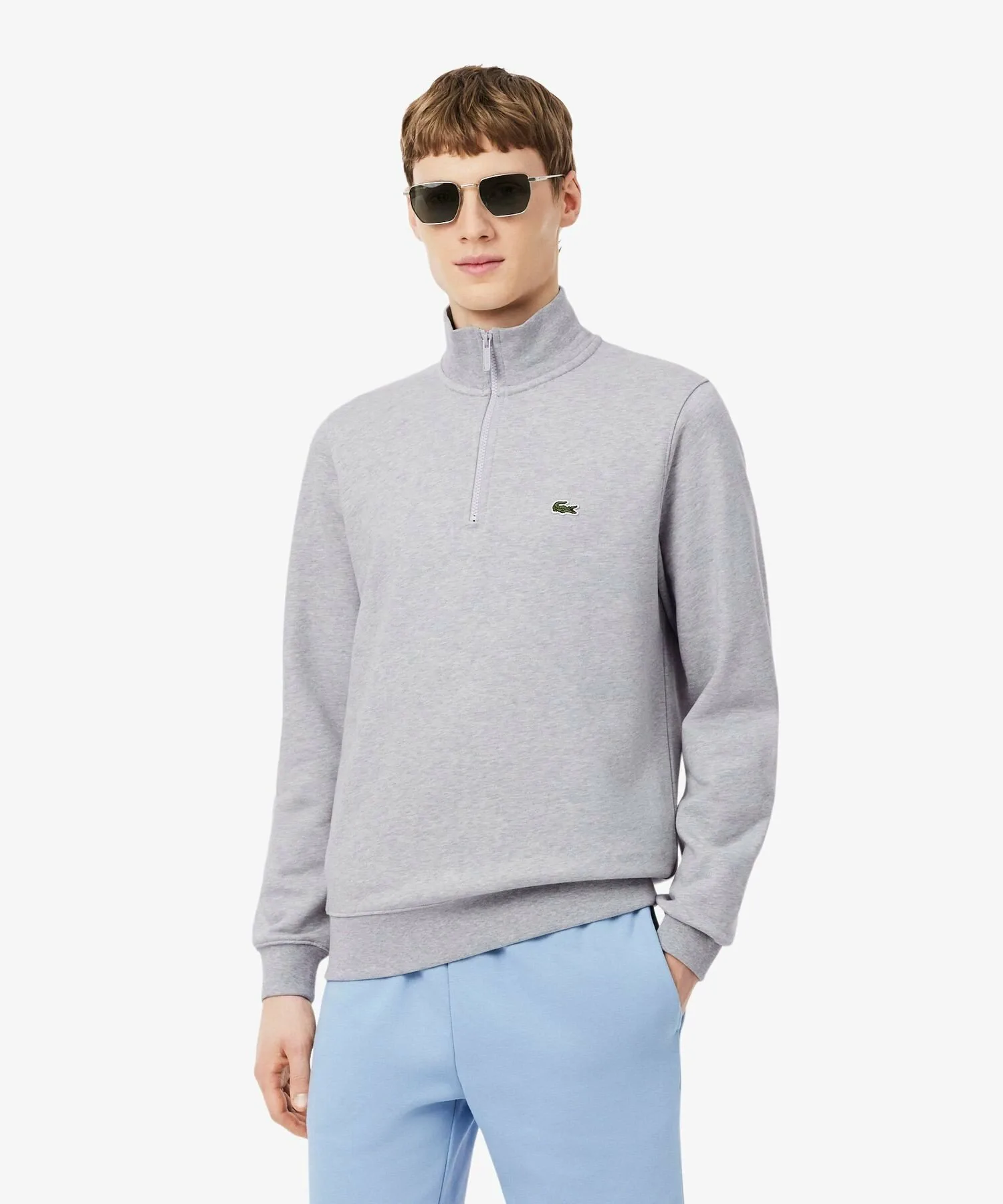 Толстовка с высоким воротником и застежкой-молнией до середины груди LACOSTE, Gray