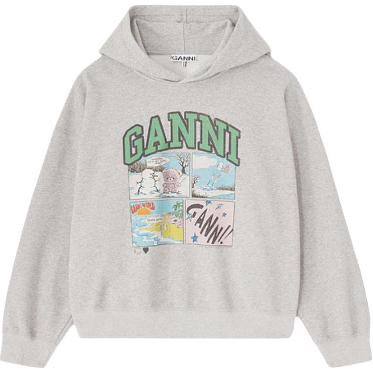 

Ganni Женская толстовка цвета «голубиное перо», серого цвета, с капюшоном, умеренно прямого кроя